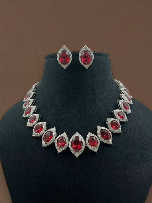 LUXURIOUS RUBY ZIRCONIA JEWELLERY SET