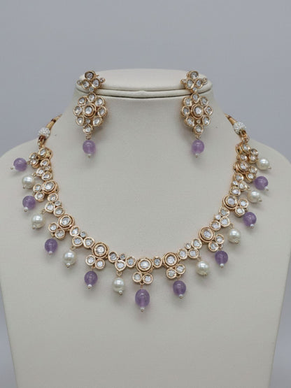 CHANDRIKA PURPLE KUNDAN PEARL NECKLACE SET