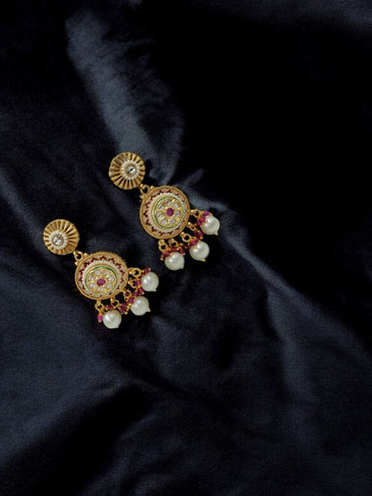 MEENAKARI RAJWADI GOLD PLATED JEWELLERY SET