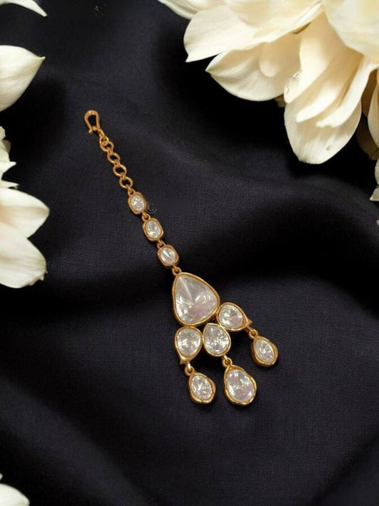 MEHRUNISSA MOISSANITE POLKI MAANG TIKKA