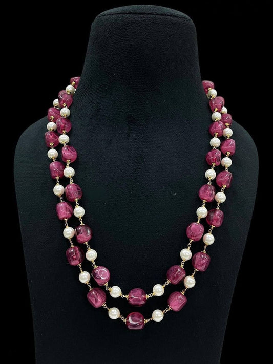 PINK BEADED PEARL NECKLACE