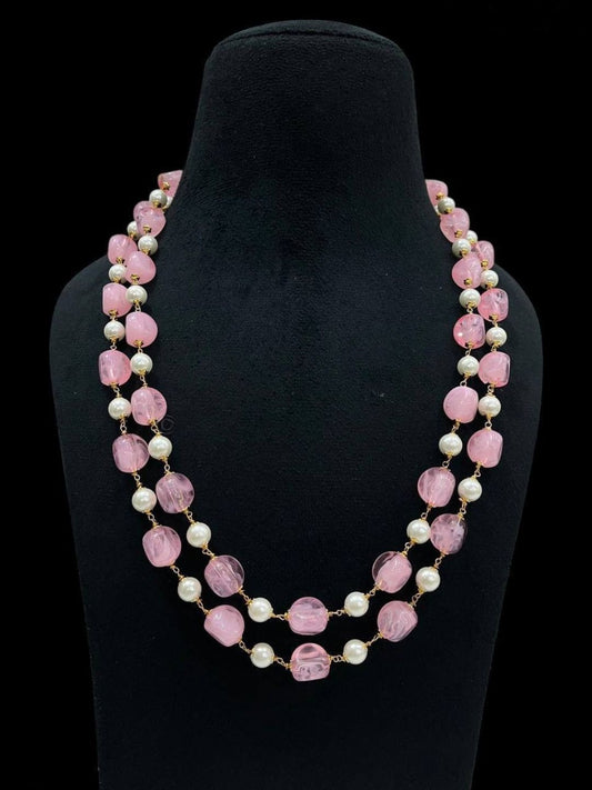 BLUSH PINK BEADED PEARL NECKLACE