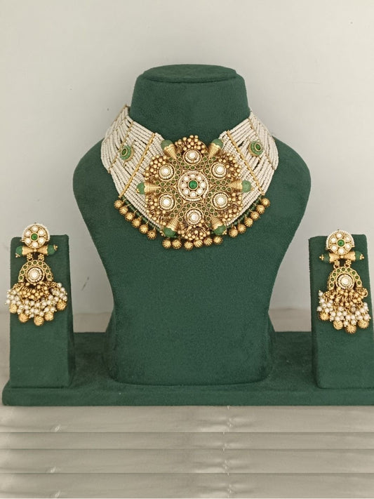 ANAYA GOLD PEARL RAJWADI JEWELLERY SET
