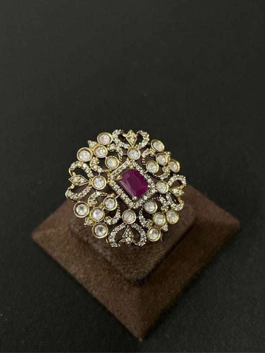 LUXE KUNDAN ADJUSTABLE RING