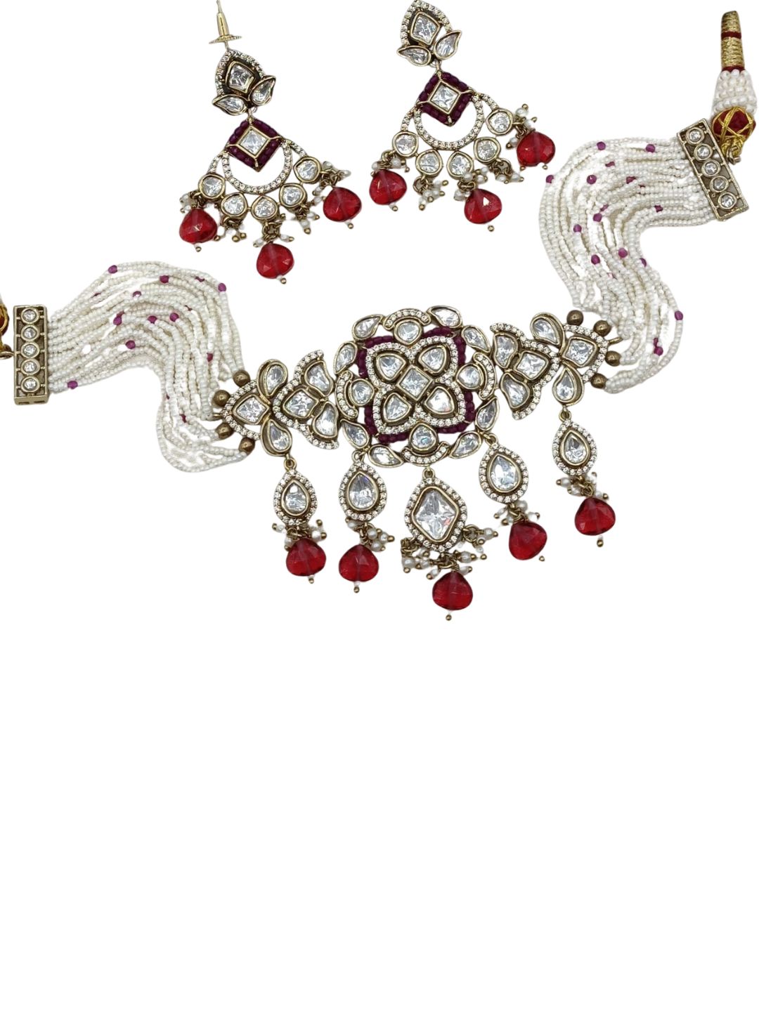 ANIRA RUBY KUNDAN JEWELLERY SET