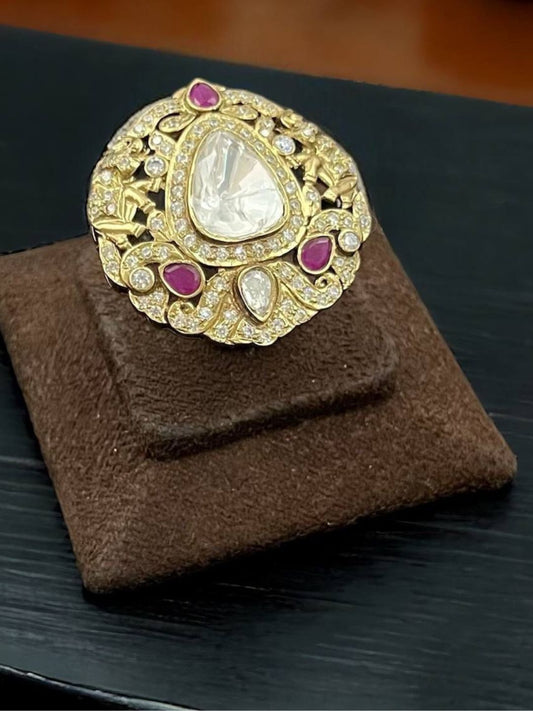 DAZZLING KUNDAN ADJUSTABLE RING