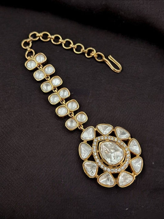 TANISHQ MOISSANITE POLKI MAANG TIKKA