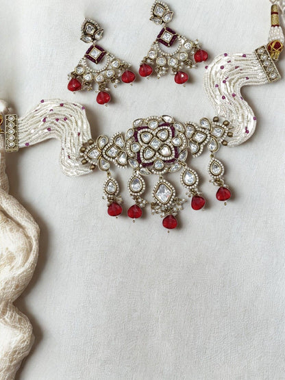 ANIRA RUBY KUNDAN JEWELLERY SET