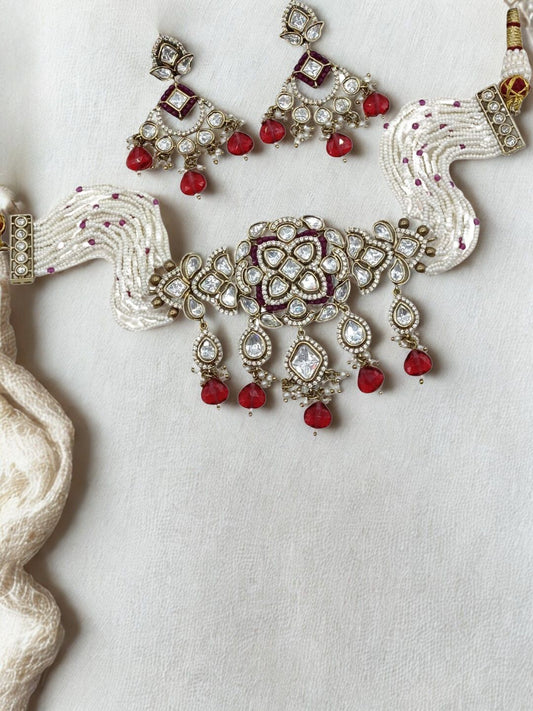 ANIRA RUBY KUNDAN JEWELLERY SET