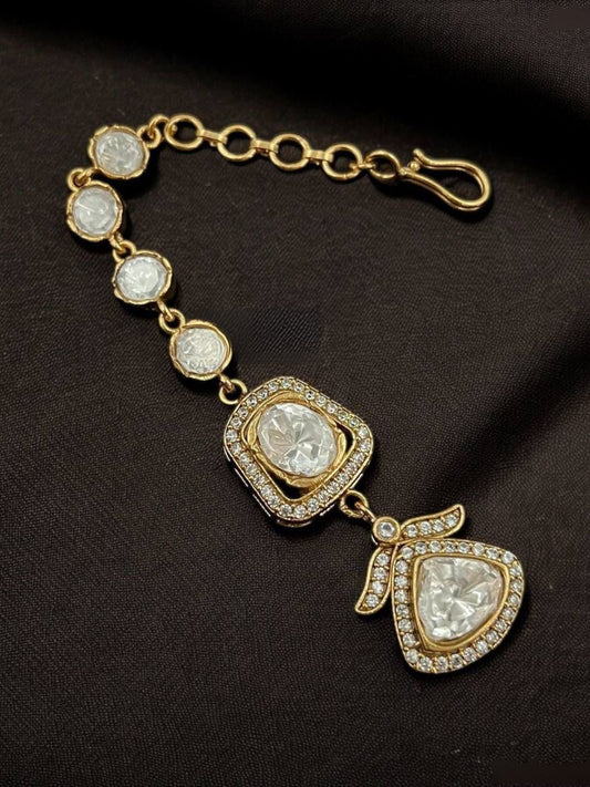 ADAH MOISSANITE POLKI MAANG TIKKA