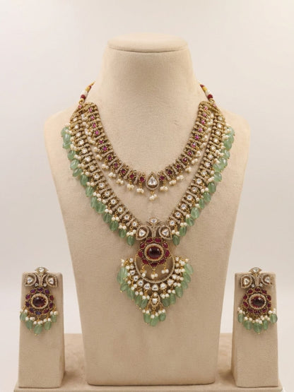 VAIDEHI RUBY MINT VICTORIAN NECKLACE SET
