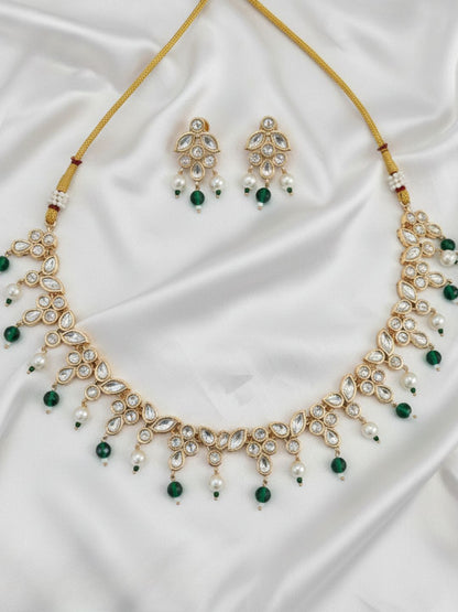 AARNA EMERALD PEARL KUNDAN NECKLACE SET