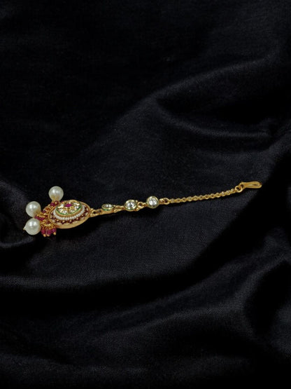 MEENAKARI RAJWADI GOLD PLATED JEWELLERY SET