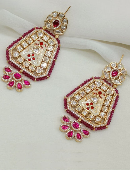 DEVIKA HANGING KUNDAN DANGLE EARRINGS