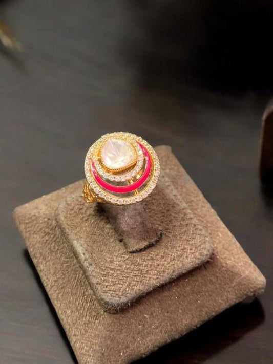 MOONLIGHT KUNDAN ADJUSTABLE RING