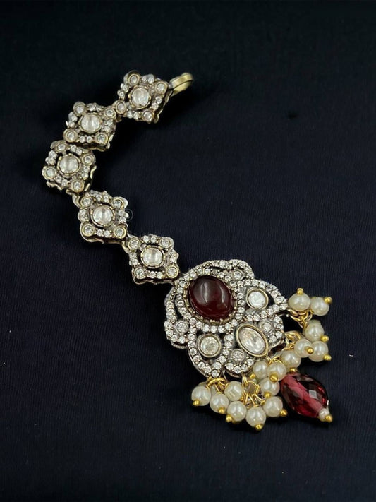 NOOR-E-JAHAN MOISSANITE POLKI MAANG TIKKA