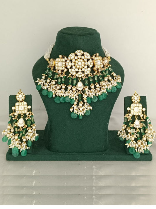 PRISHA HERITAGE EMERALD JADAU CHOKER SET