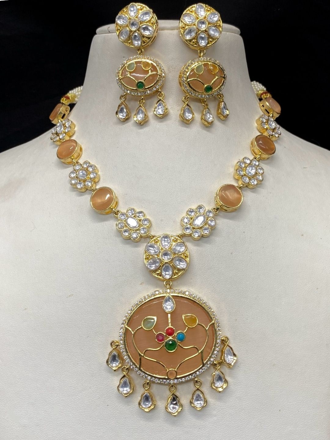 ARPANA MUSTARD KUNDAN JEWELLERY SET