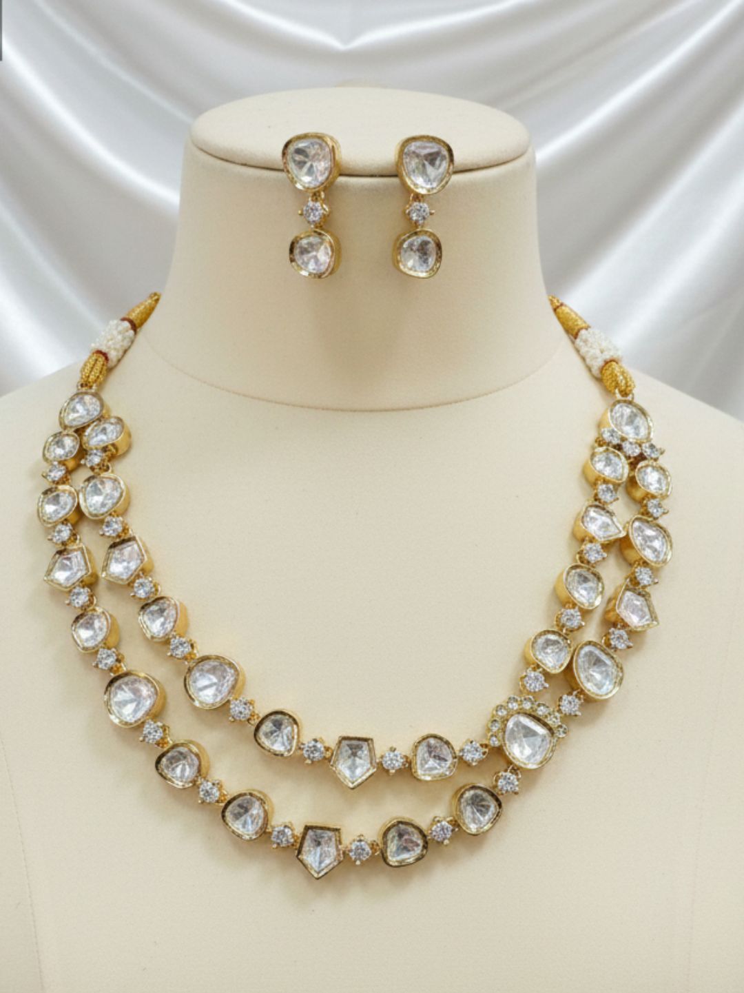 SAVERA DOUBLE LAYER KUNDAN NECKLACE SET