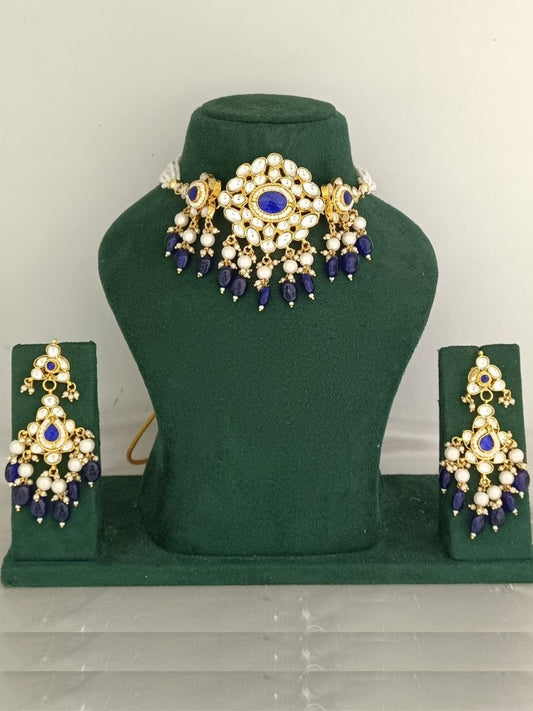 ISHA BLUE JADAU CHOKER JEWELLERY SET