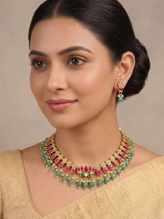 DIKSHA PACHI KUNDAN NECKLACE SET