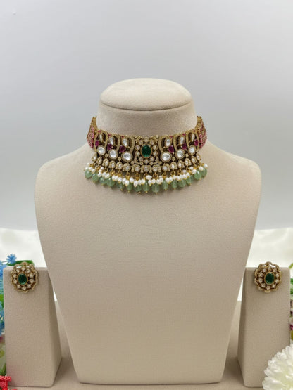 MEERA VICTORIAN MINT CHOKER SET