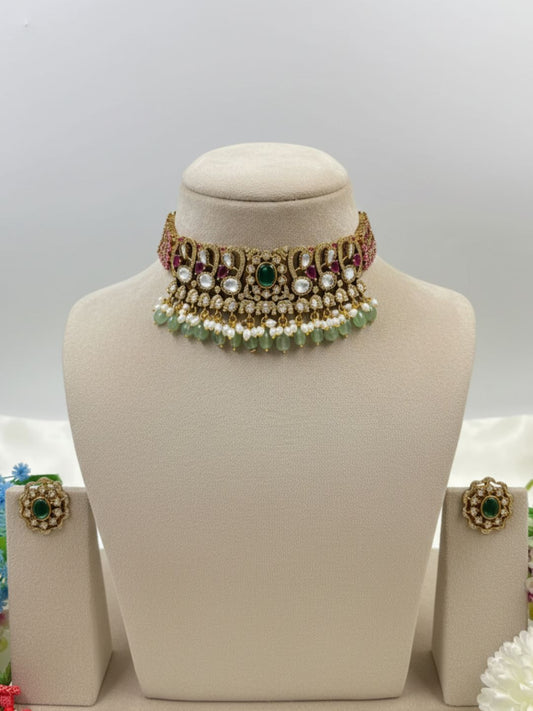 MEERA VICTORIAN MINT CHOKER SET