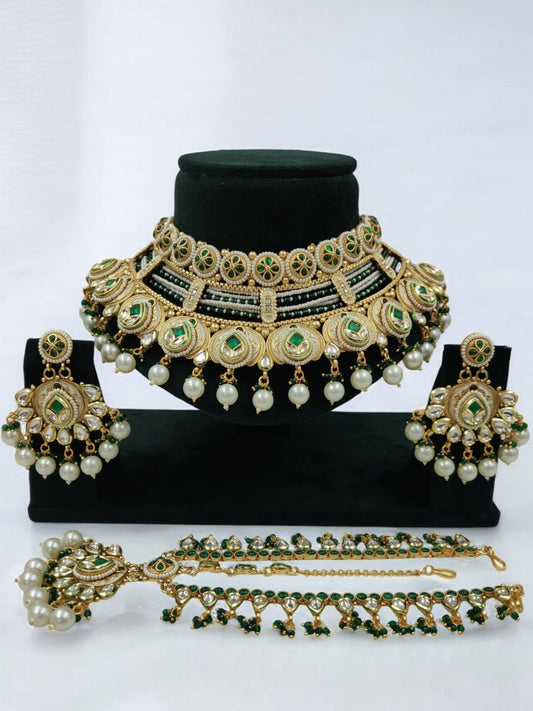 RAJWADI KUNDAN PEARL HERITAGE JEWELLERY SET