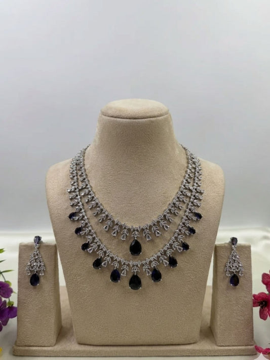 NOORA AMERICAN DIAMOND LAYERED NECKLACE SET