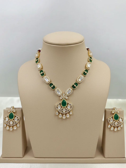 ELVIRA MOISSANITE EMERALD NECKLACE SET