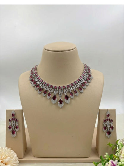 ZARA AMERICAN DIAMOND DROP NECKLACE SET