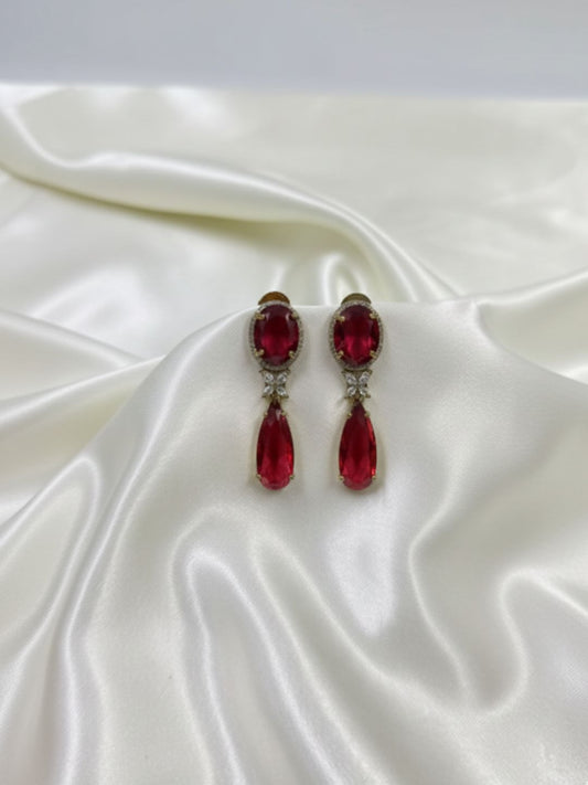 ZIVA RUBY TEARDROP DROP EARRINGS