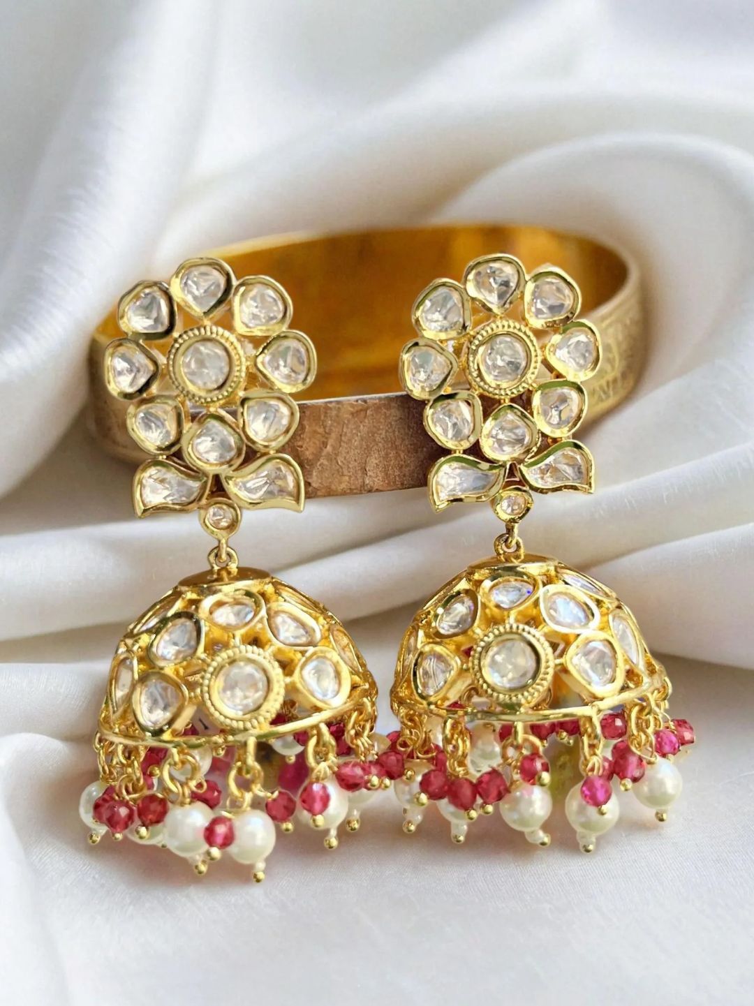 DEENAH PINK KUNDAN JHUMKI