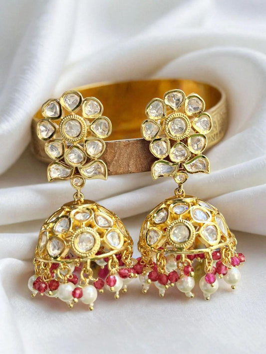 DEENAH PINK KUNDAN JHUMKI