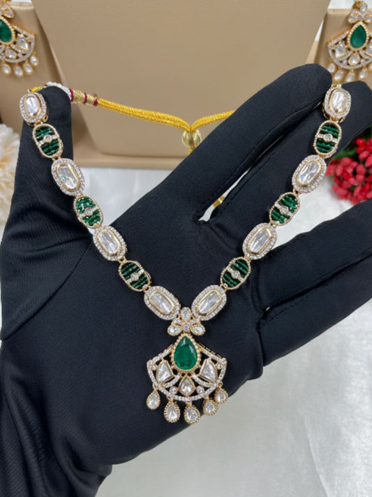 ELVIRA MOISSANITE EMERALD NECKLACE SET