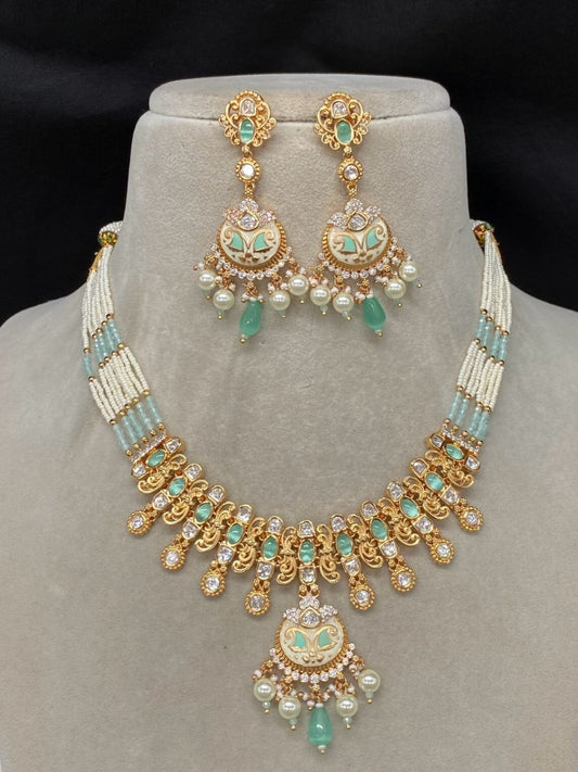 BANDANA MINT KUNDAN JEWELLERY SET