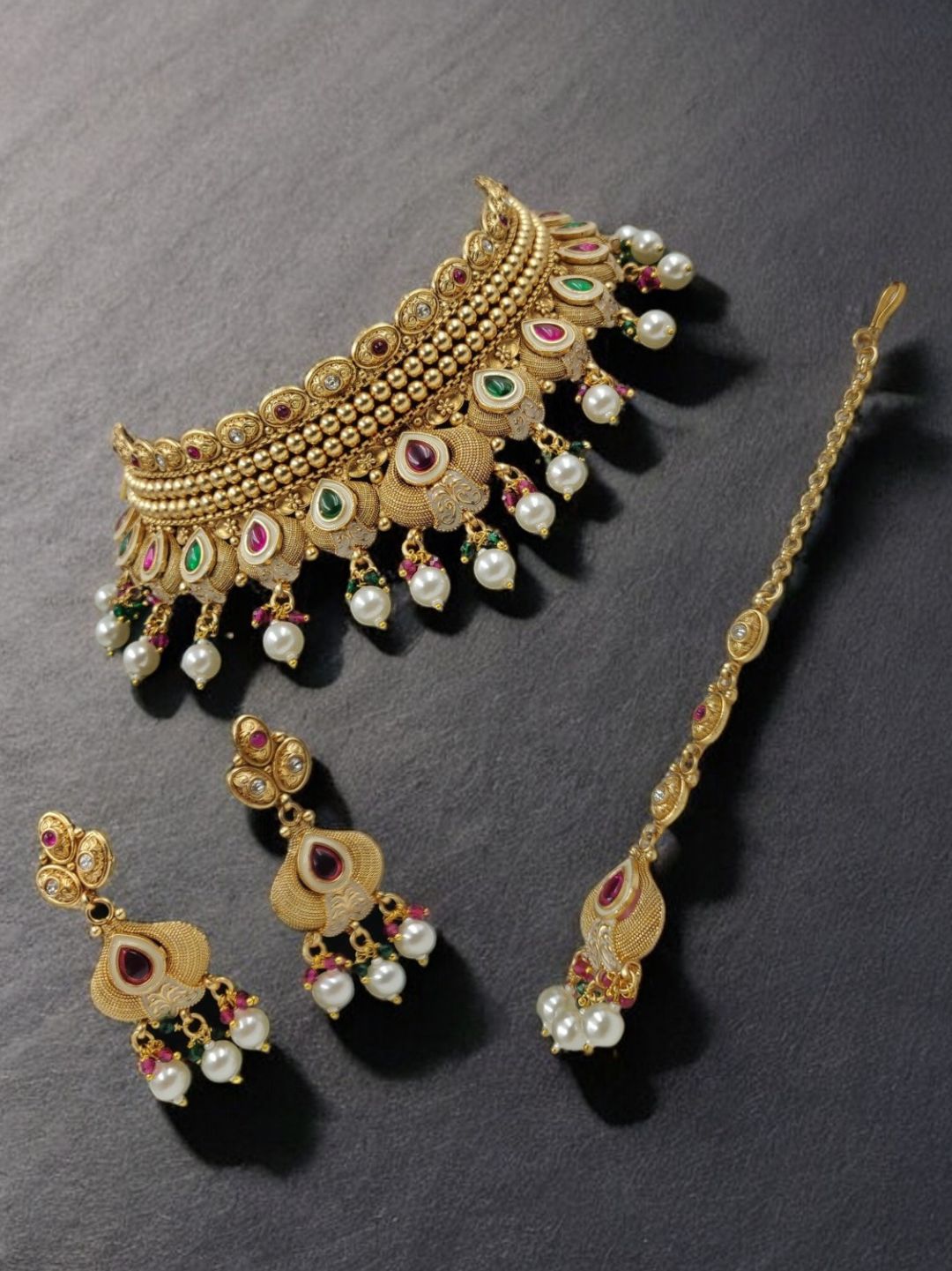 Gold Plated Rajwadi Jewellery Set