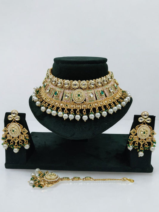 Gold Plated Rajwadi Jewellery Set