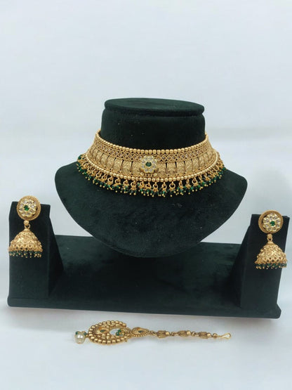 RANI SAHIBA EMERALD RAJWADI JEWELLERY SET