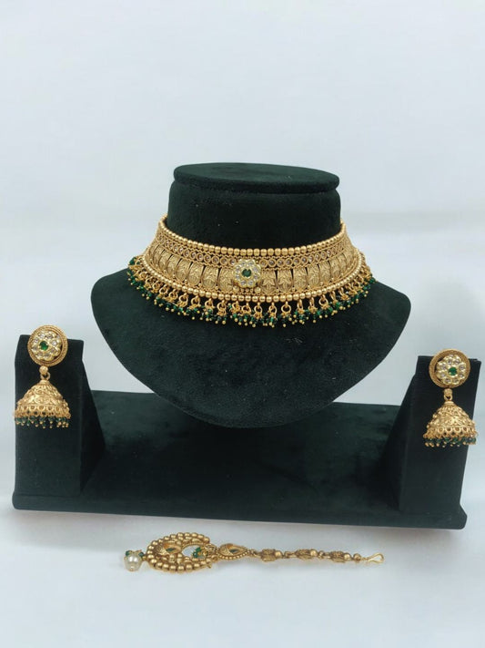 RANI SAHIBA EMERALD RAJWADI JEWELLERY SET