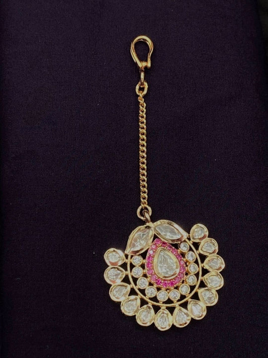 ROYAL PINK KUNDAN MAANG TIKKA