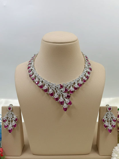 RUVINA RUBY AMERICAN DIAMOND NECKLACE