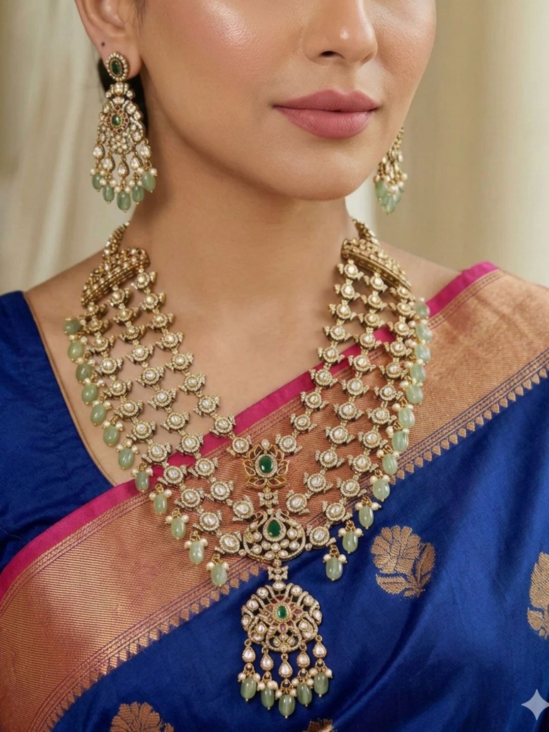 AARUSHI VICTORIAN GREEN LAYERED NECKLACE SET