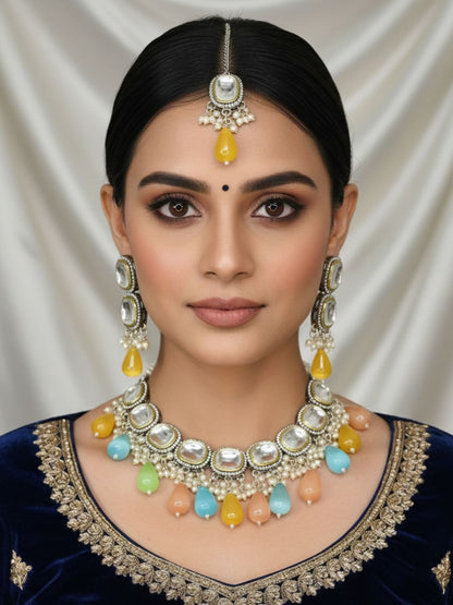 MAYURI MULTICOLOR KUNDAN NECKLACE SET