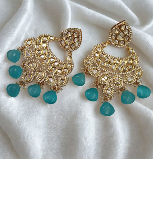 BLUE GEMSTONE KUNDAN CHANDBALI