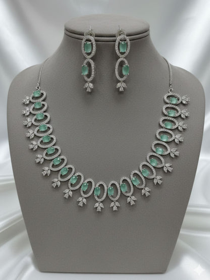 MINT GREEN OVAL AMERICAN DIAMOND SET