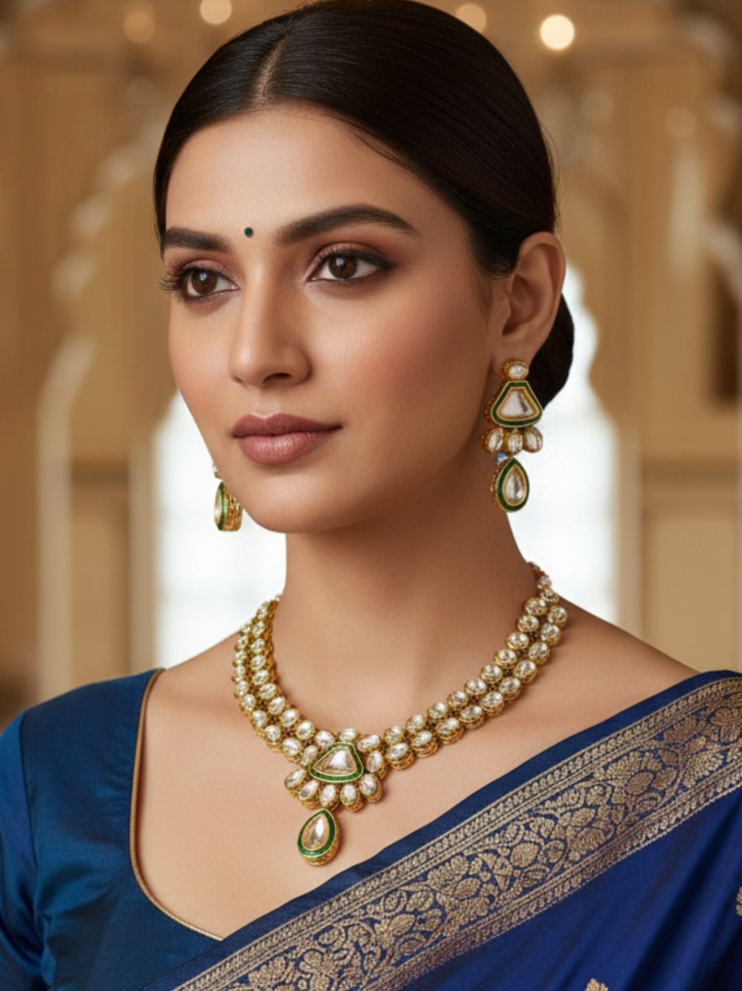 ENA GOLD KUNDAN JEWELLERY SET
