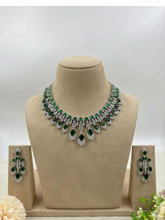 ZARA AMERICAN DIAMOND DROP NECKLACE SET