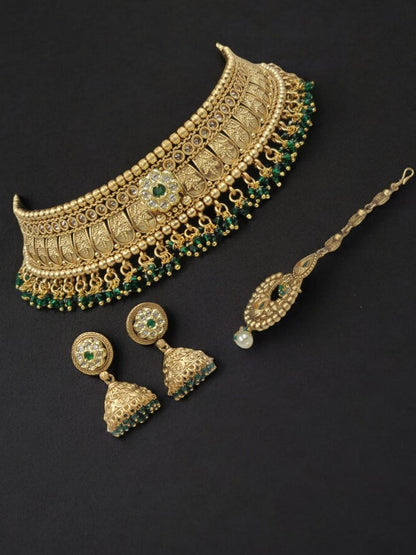 RANI SAHIBA EMERALD RAJWADI JEWELLERY SET