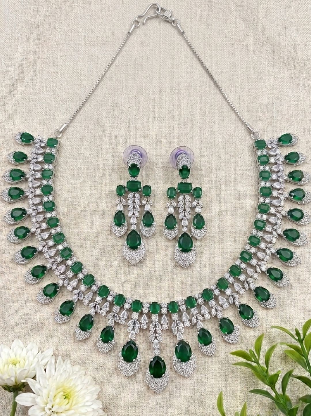 ZARA AMERICAN DIAMOND DROP NECKLACE SET